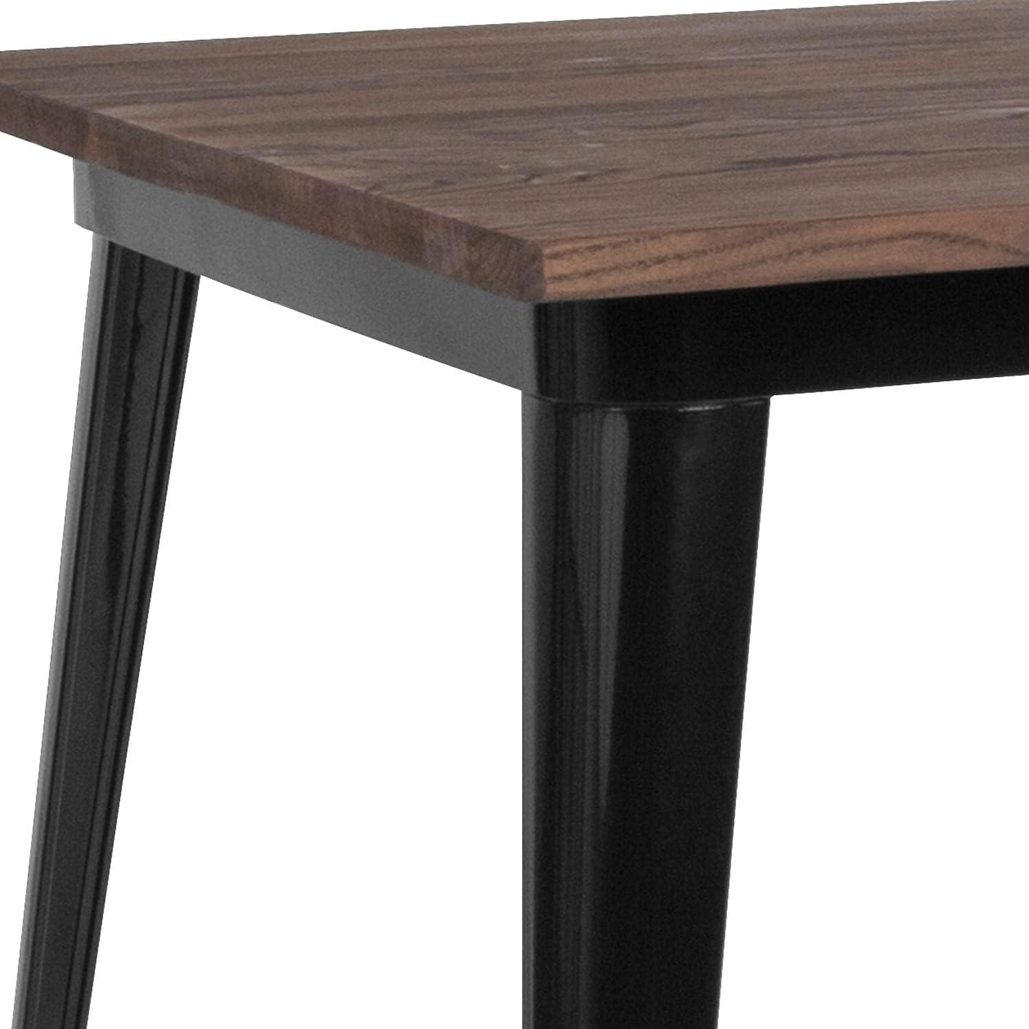 Flash Furniture 31.5" Square Metal Indoor Bar Height Table with Rustic Wood Top