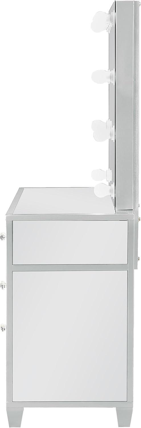 Coaster Allora 9-drawer Mirrored Storage Vanity Set with Hollywood Lighting Metallic