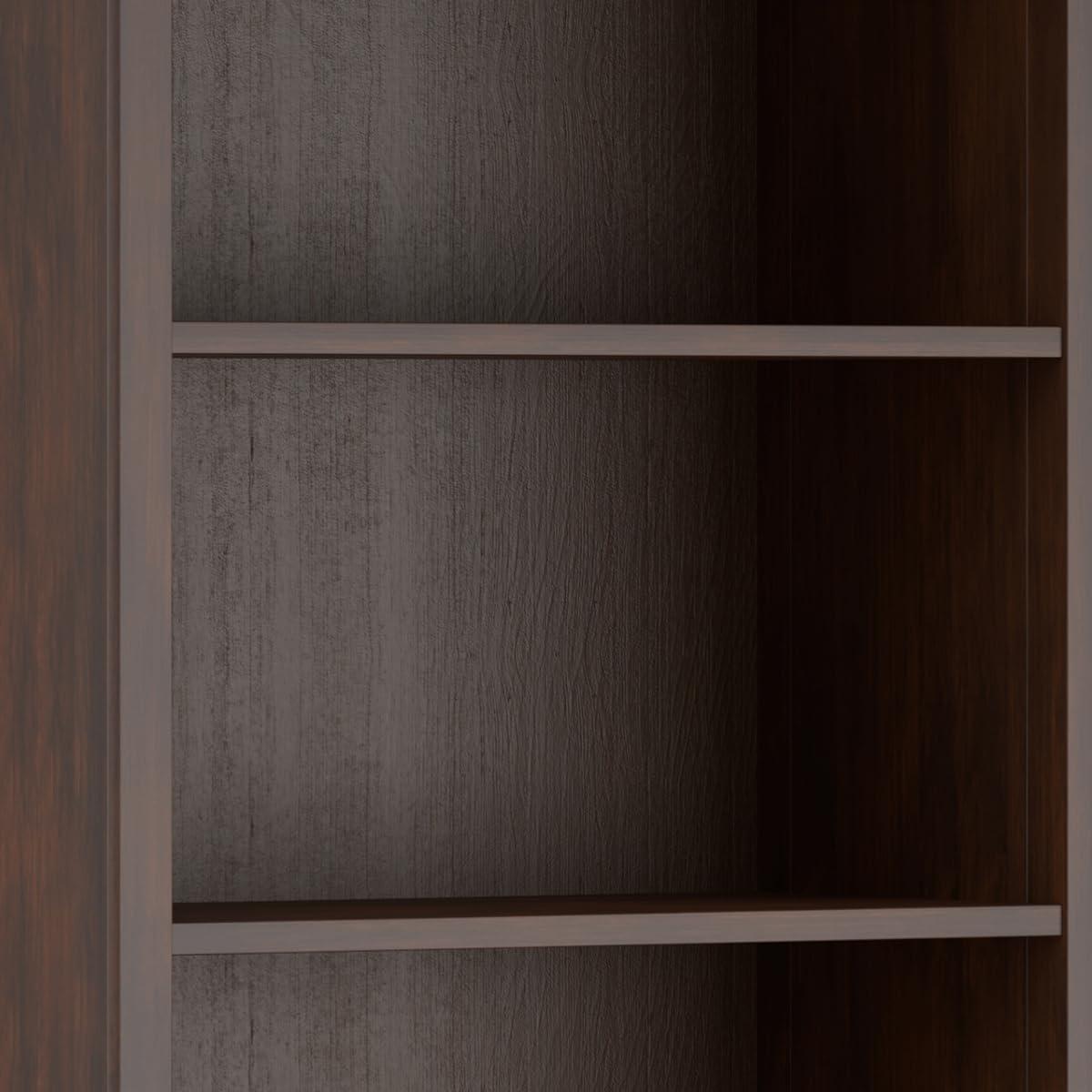 Simpli Home Amherst 30"W Solid Wood 5 Shelf Bookcase with Adjustable Shelves