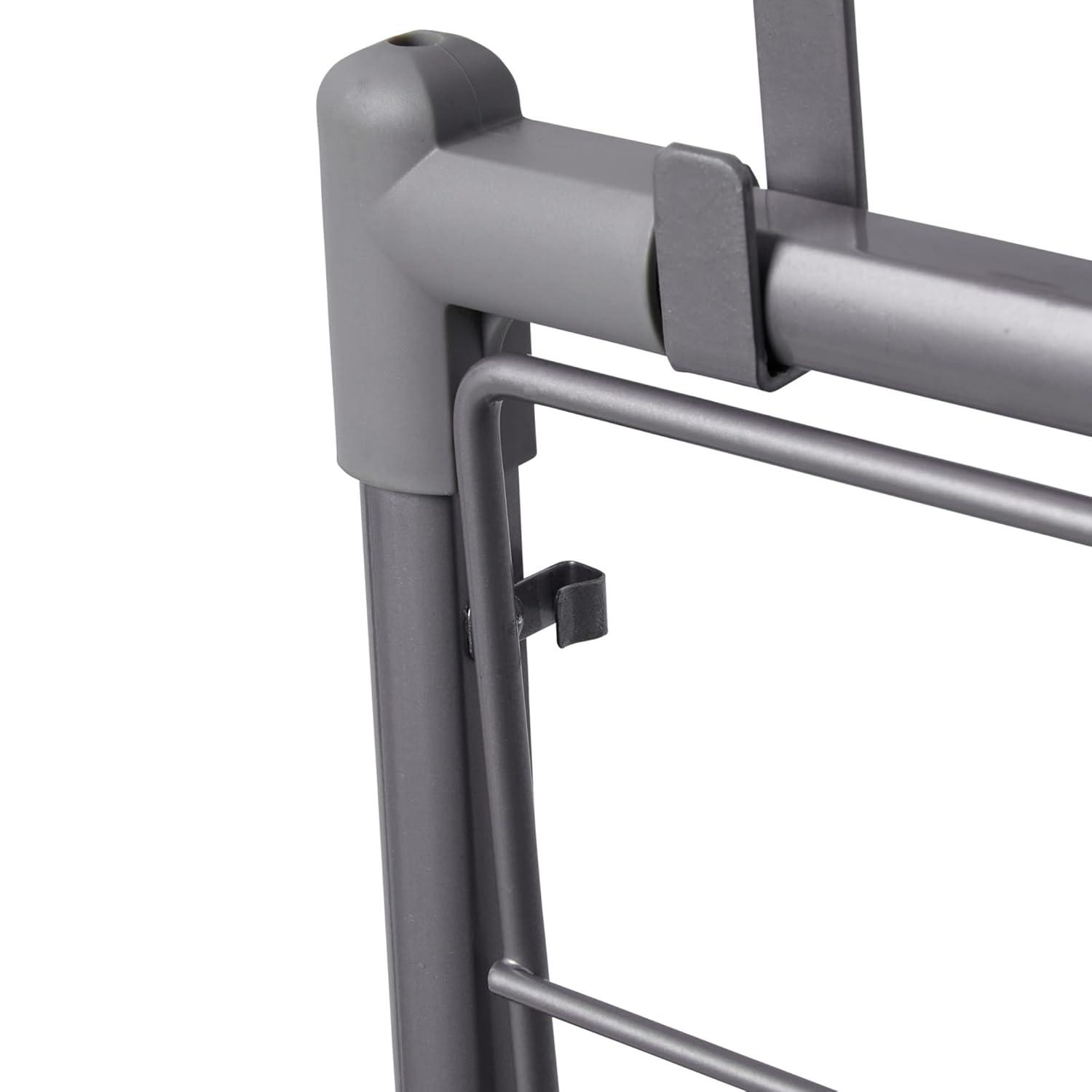 Household Essentials Metal Expandable Over the Door Drying Rack, Grey