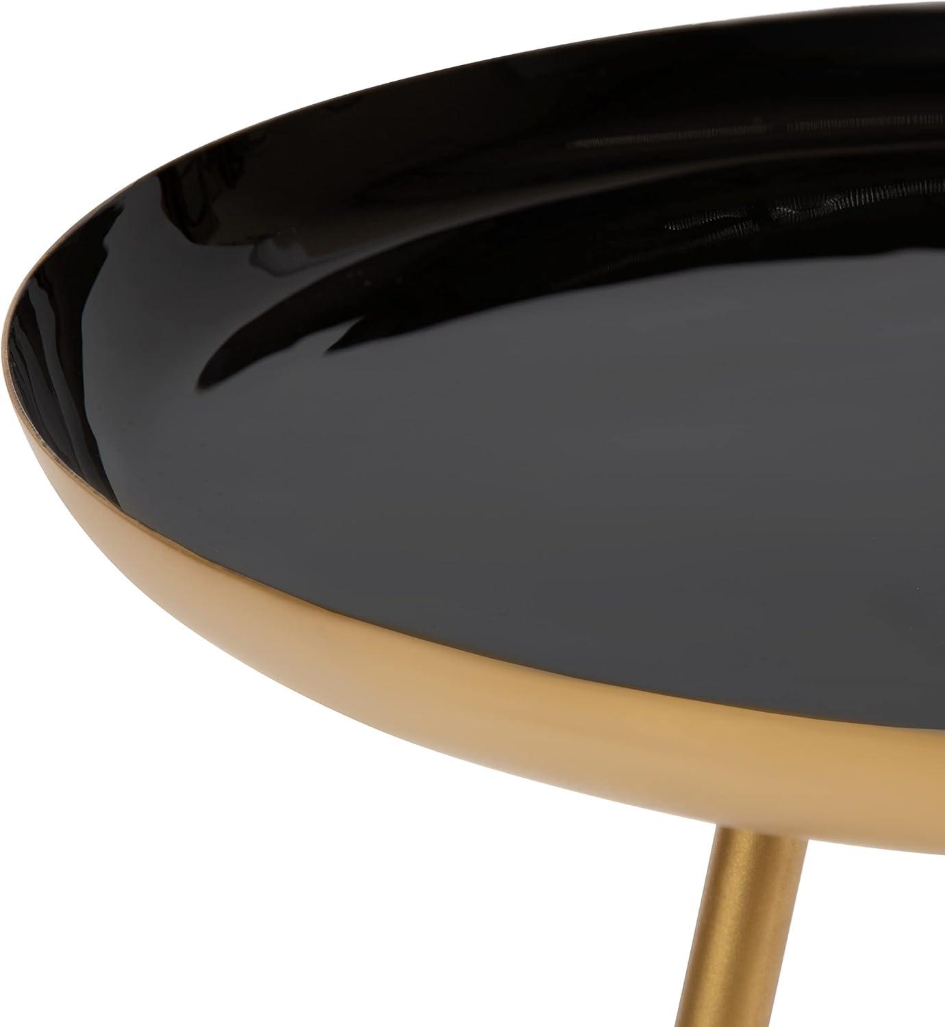 Kate and Laurel Laranya Round Metal Side Table, 15x15x22.5, Black and Gold