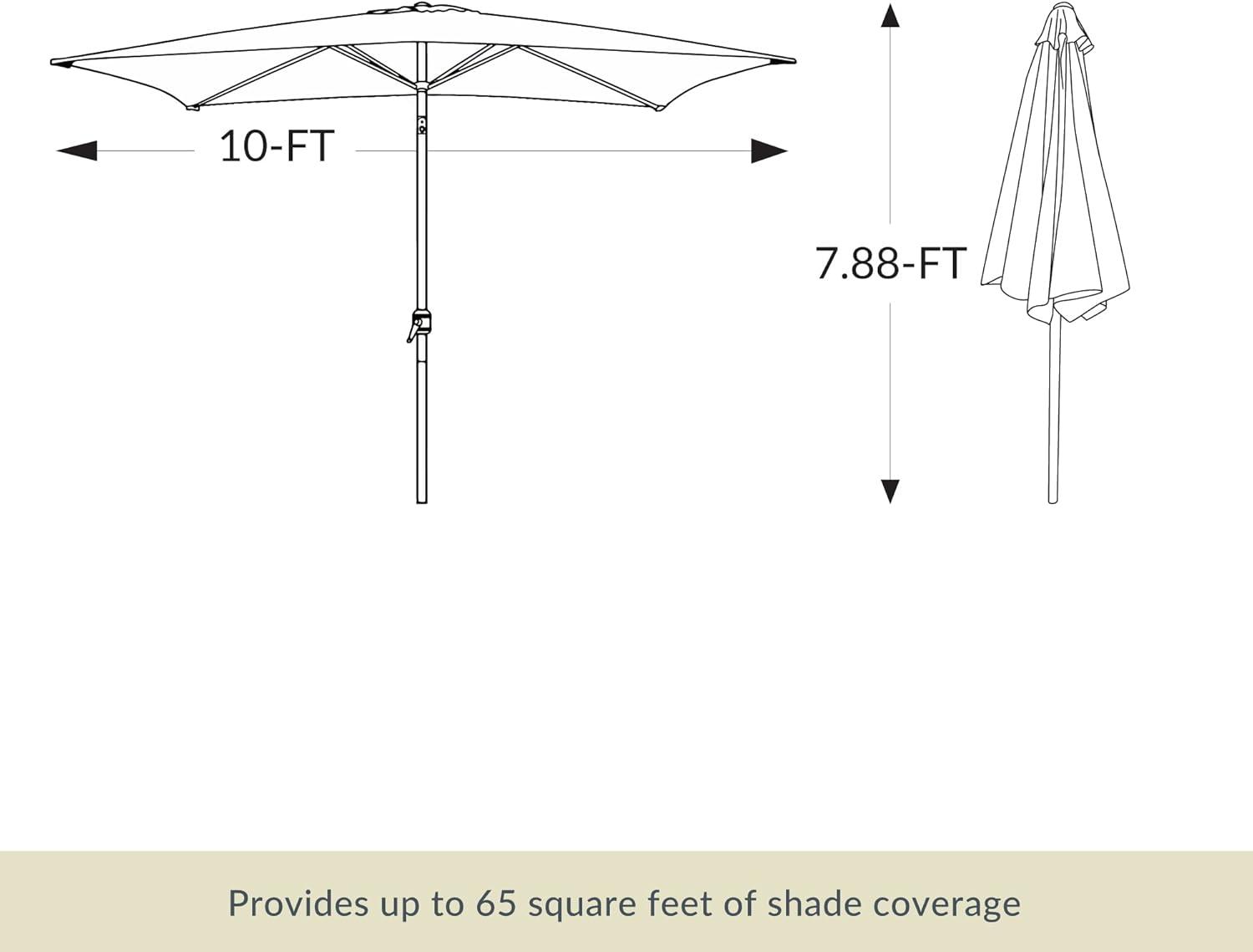 Island Umbrella 10' x 6.5' Rectangular Bimini Market Patio Umbrella Black: Weather-Resistant, Steel Frame, Crank Handle