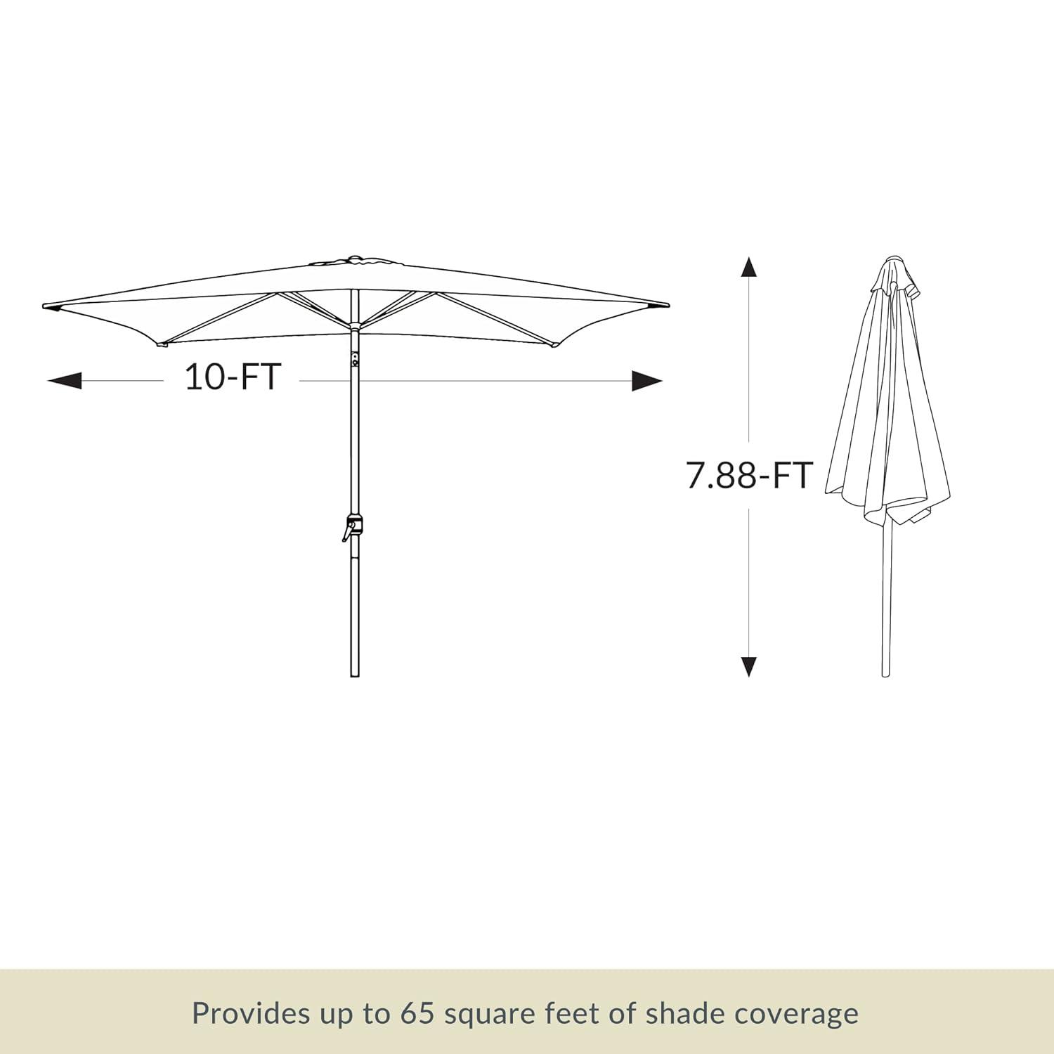 Island Umbrella 10' x 6.5' Rectangular Bimini Market Patio Umbrella Black: Weather-Resistant, Steel Frame, Crank Handle