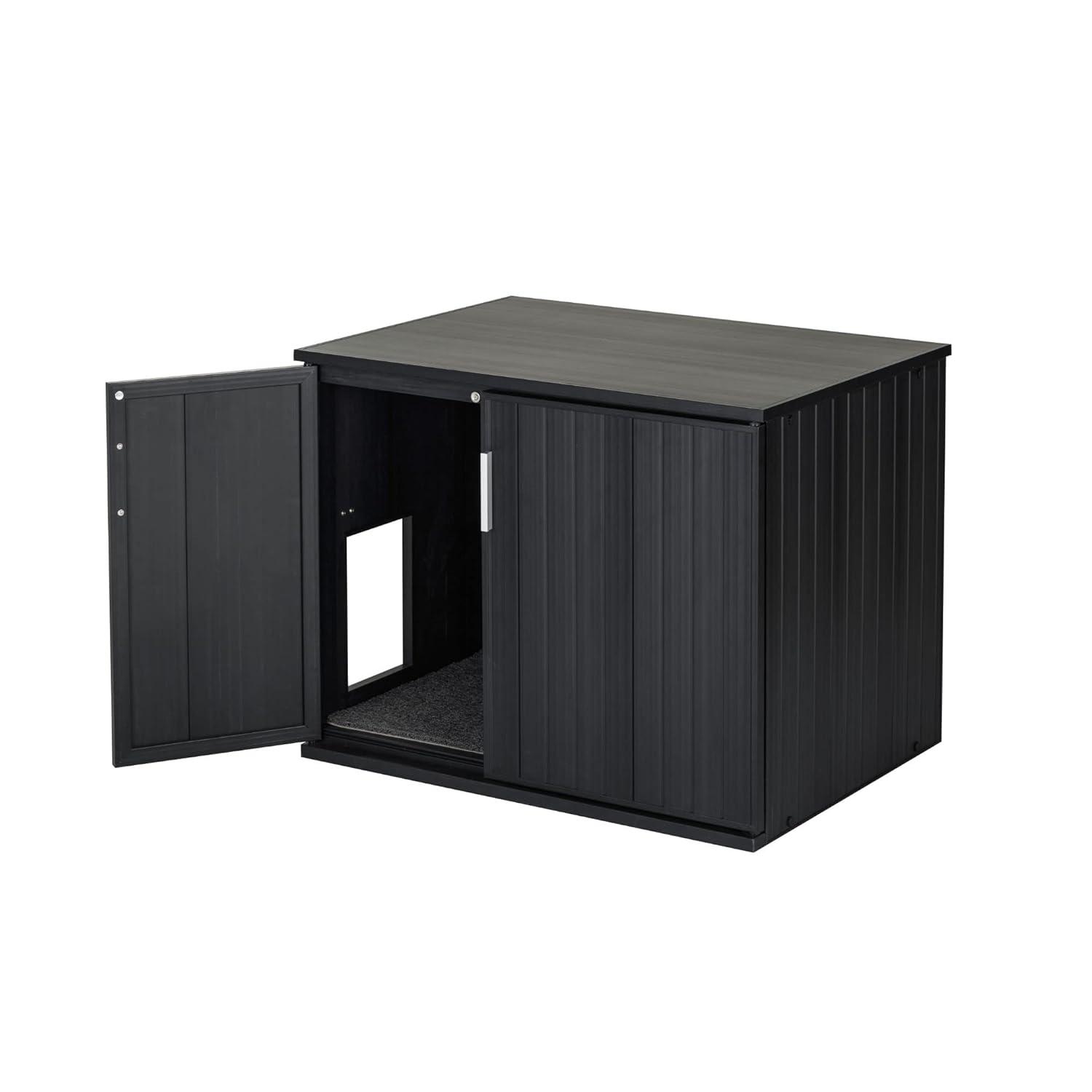 New Age Pet® ECOFLEX® Promax Litter Loo® Litter Box Enclosure Table, Espresso Black - Durable Wood Plastic Composite Cat Litter Box Furniture with No-Track Litter Mat, Easy Clean, Quick Assembly