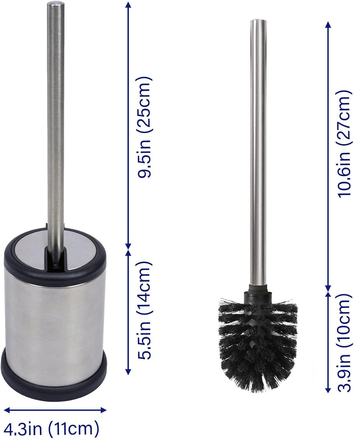 Casaphoria Stainless Steel Round Toilet Brush and Holder Set