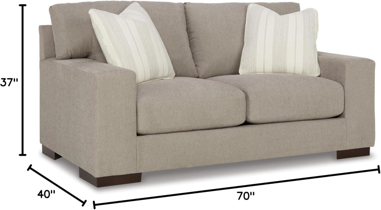 Beige Fabric Loveseat with Removable Cushions