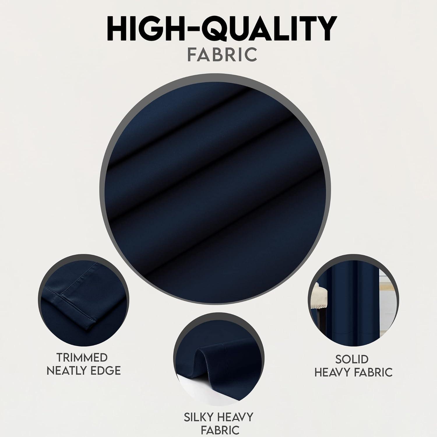 Coodeto Navy Blackout Curtains Set of 2, W52 x L63 - Navy Blackout Curtains 63 inches Long for French Door