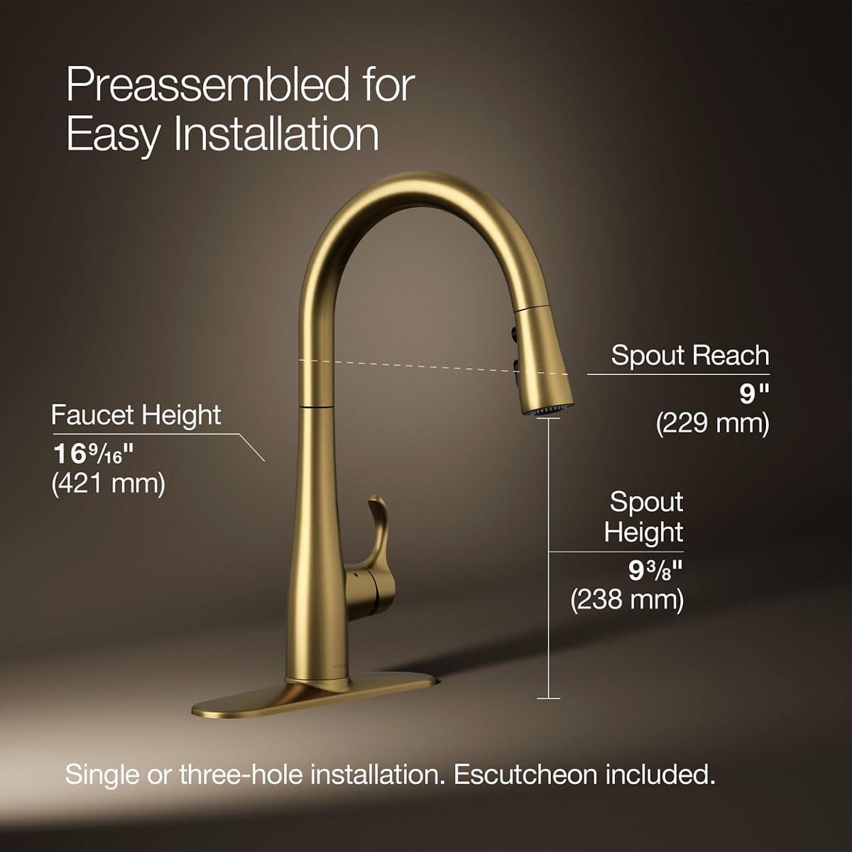 Simplice Touchless Pull-Down Kitchen Sink Faucet with Three-Function Sprayhead