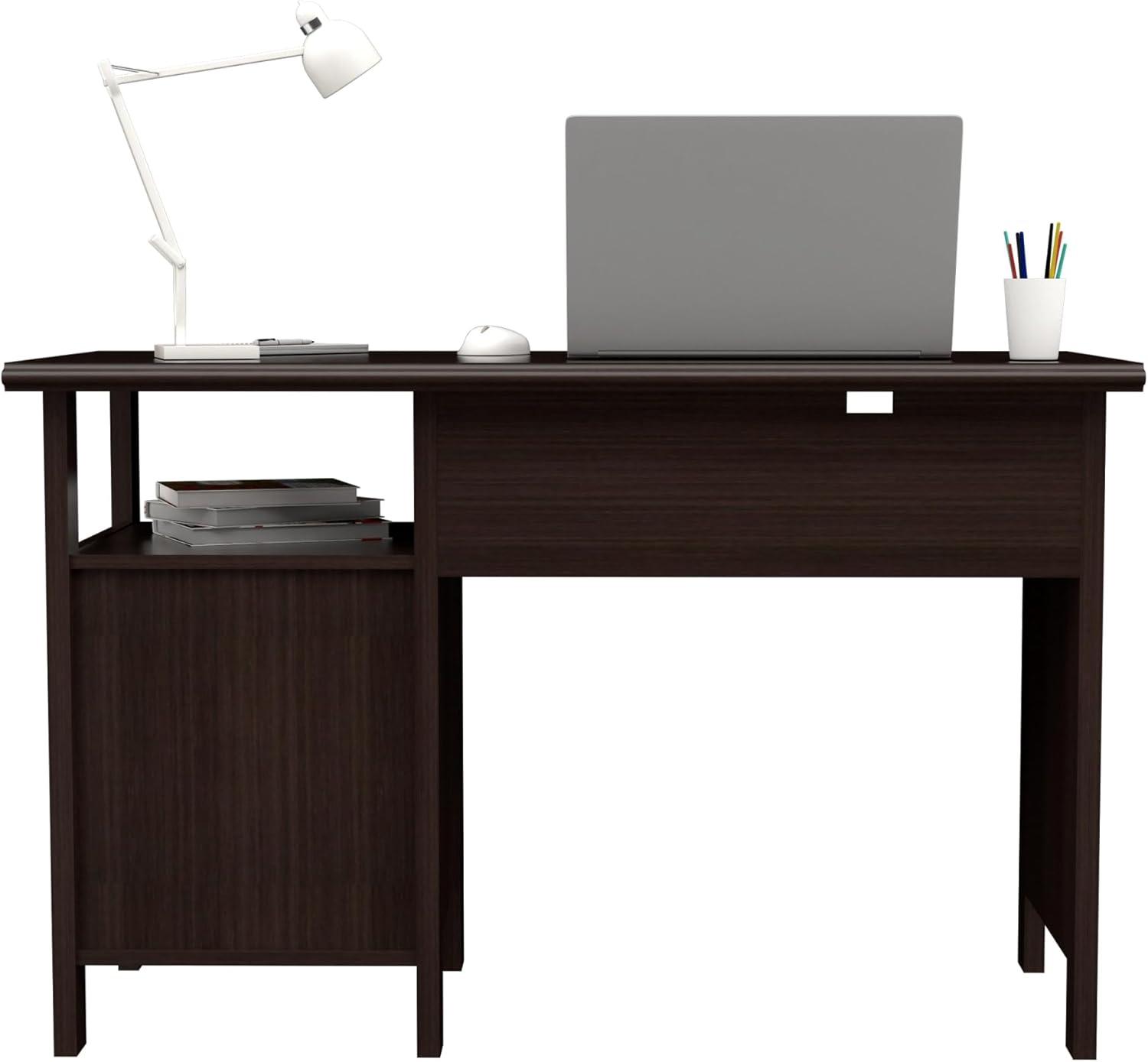 Inval 1-Drawer Writing Desk with Cabinet in Espresso