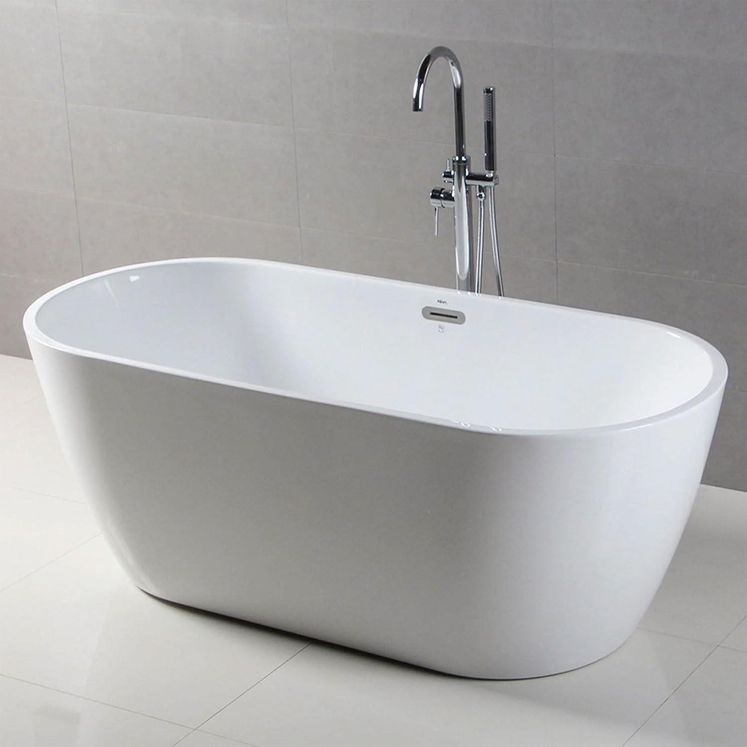 Bali Freestanding Soaking Bathtub with Chrome Drain