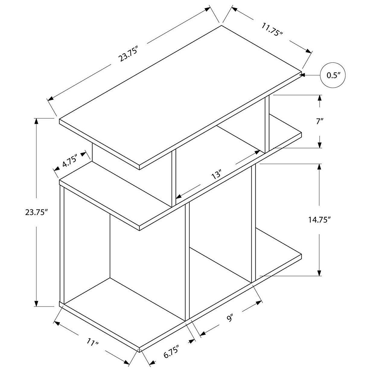 Monarch Specialties Accent Table Side End Nightstand Lamp Living Room Bedroom Laminate Brown Contemporary Modern