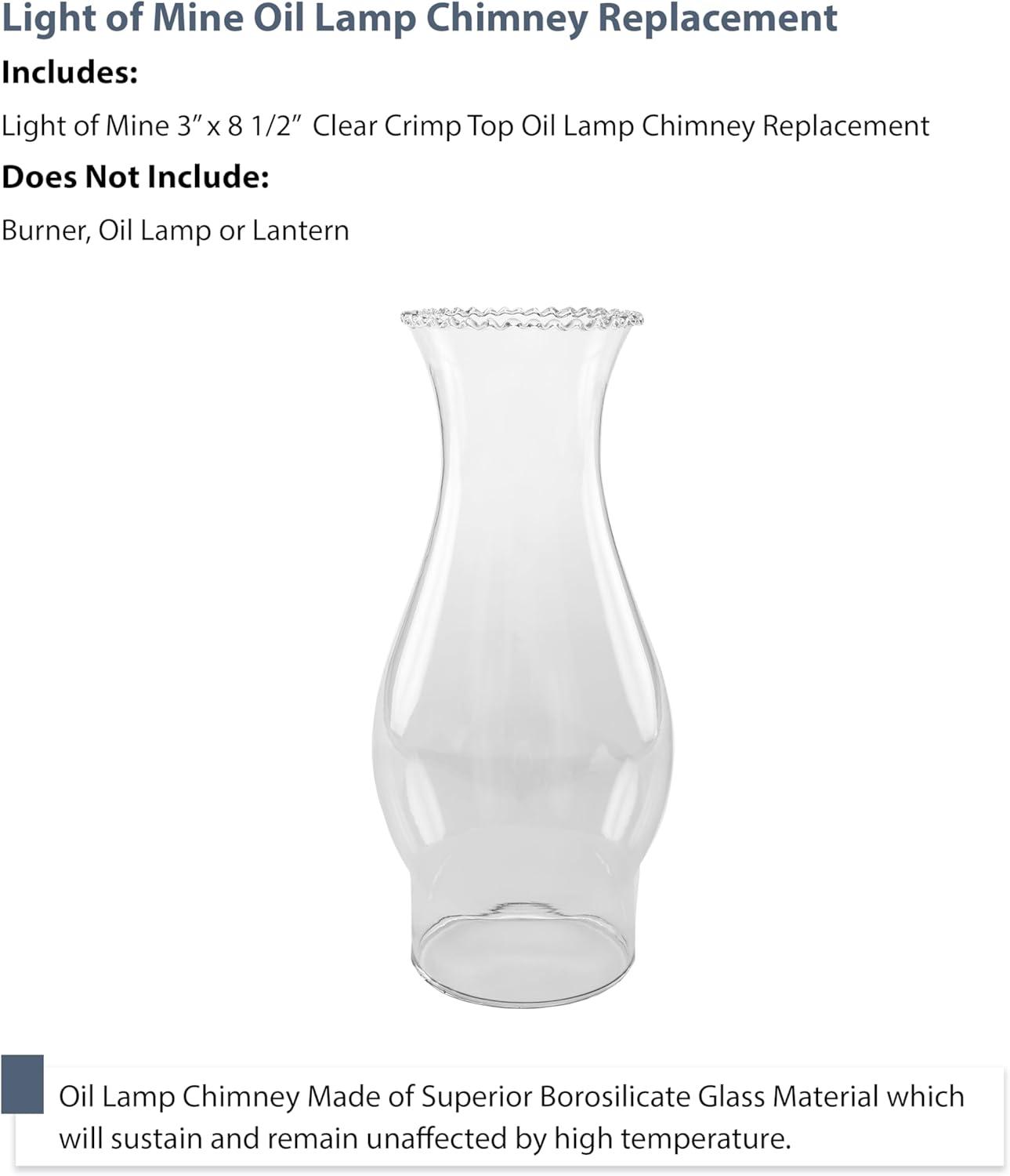 Light of Mine: 3" X 8.5" Crimp Top Oil Lamp Replacement Chimney (3" X 8 1/2")