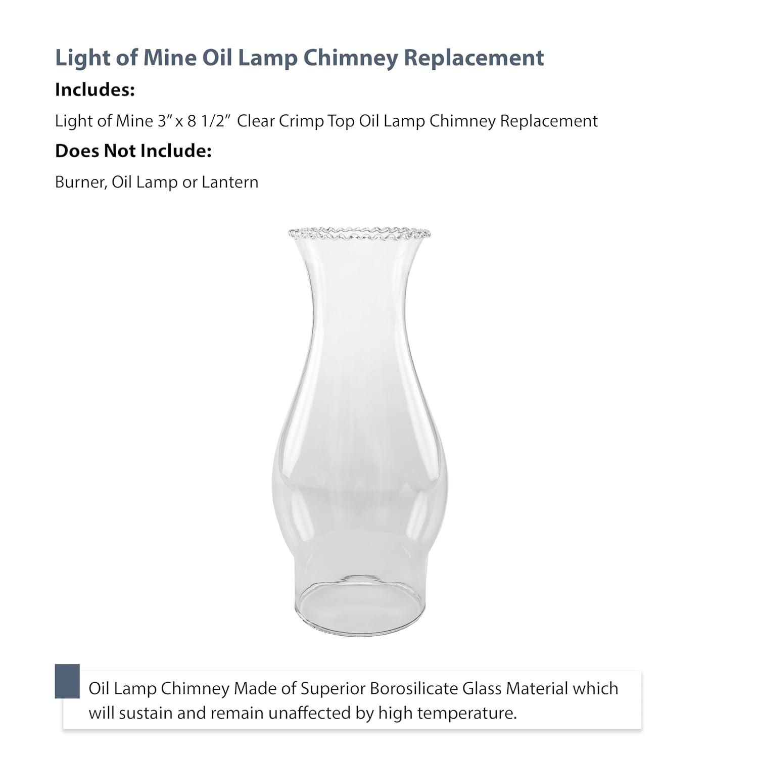 Light of Mine: 3" X 8.5" Crimp Top Oil Lamp Replacement Chimney (3" X 8 1/2")