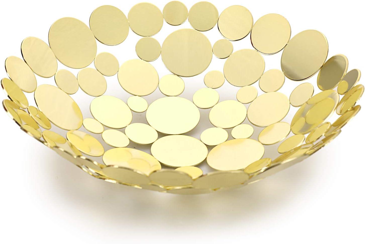 Metal Fruit Bowl Basket Creative Table Centerpiece Fruit Stand Decorative Countertop Fruit Holder for Kitchen Counter, Iron Large Fruit Plate Round Storage Tray for Bread Snacks Candy (White)