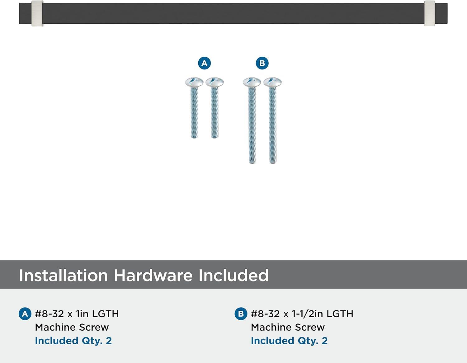 Amerock Overton 12-5/8 inch (320mm) Center-to-Center Brushed Matte Black/Satin Nickel Cabinet Pull