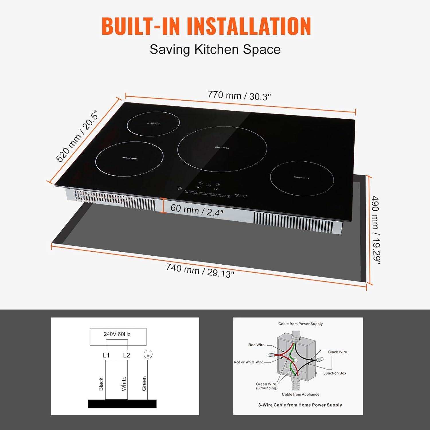 VEVOR QRSDC4308100WDW17V4 VEVOR 30" 4 Burner Induction Cooktop