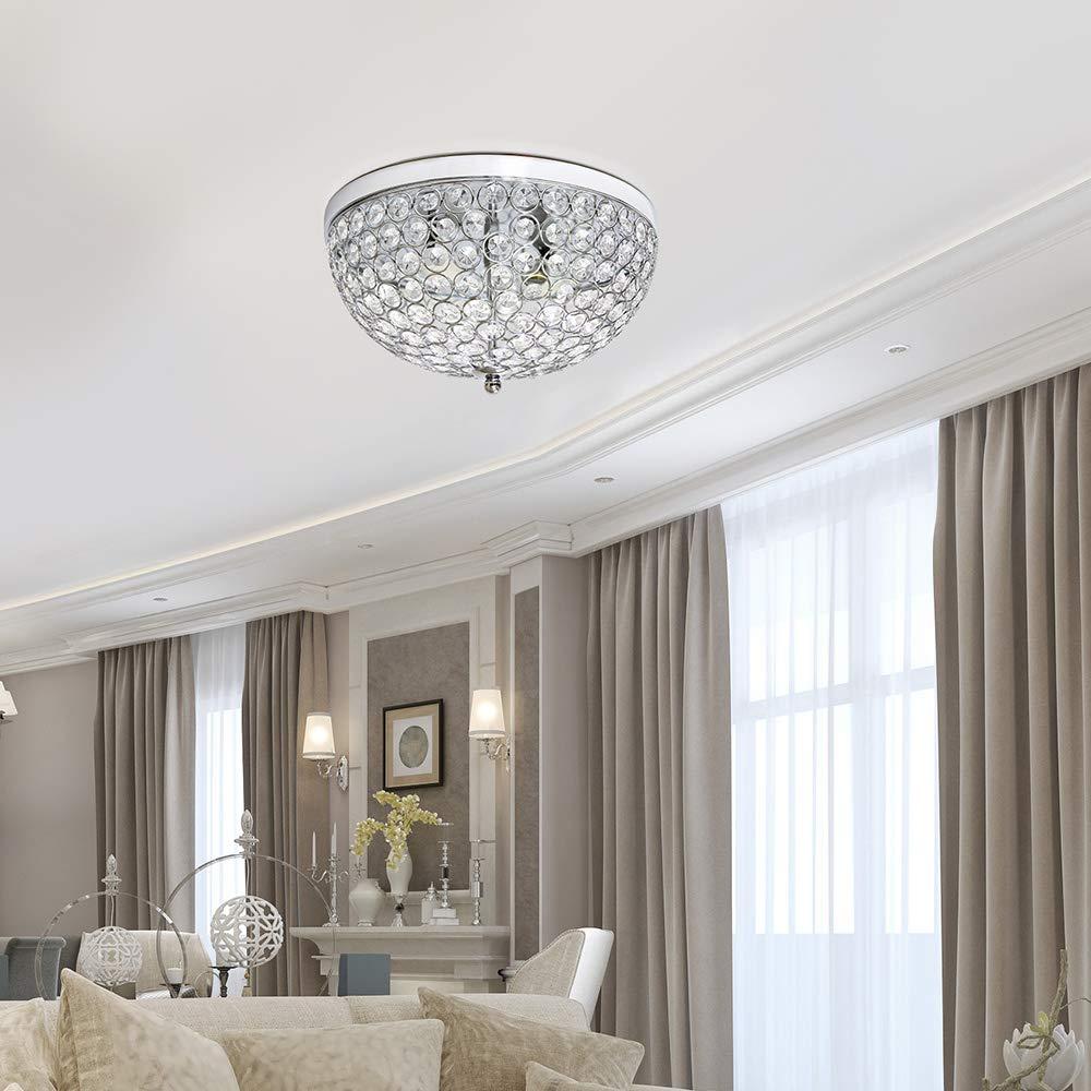Set of 2 13" Elipse Crystal Flush Mount Ceiling Lights Chrome - Elegant Designs: Sophisticated Chrome Semi-Flush Lighting