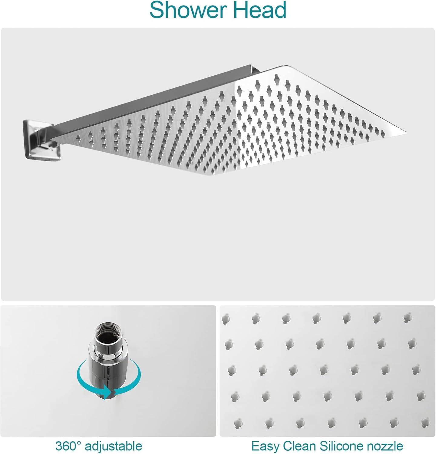 Lordear 10 Inches Luxury Wall Mounted Rainfall Shower Head System