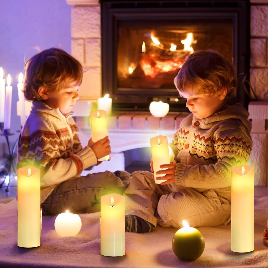 Da by Flameless Candles LED Pillar Candles ,Battery Operated Candles Wich Remote and Timer, Flickering LED Candles,Real Wax,Set of