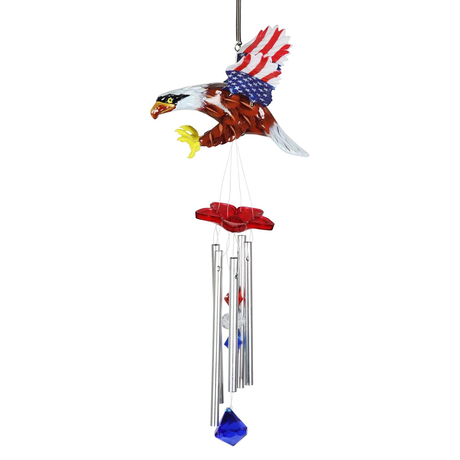 Exhart Exhart WindyWing Patriotic Eagle Wind Chime with American Flag Wings, 8 by 18 Inches