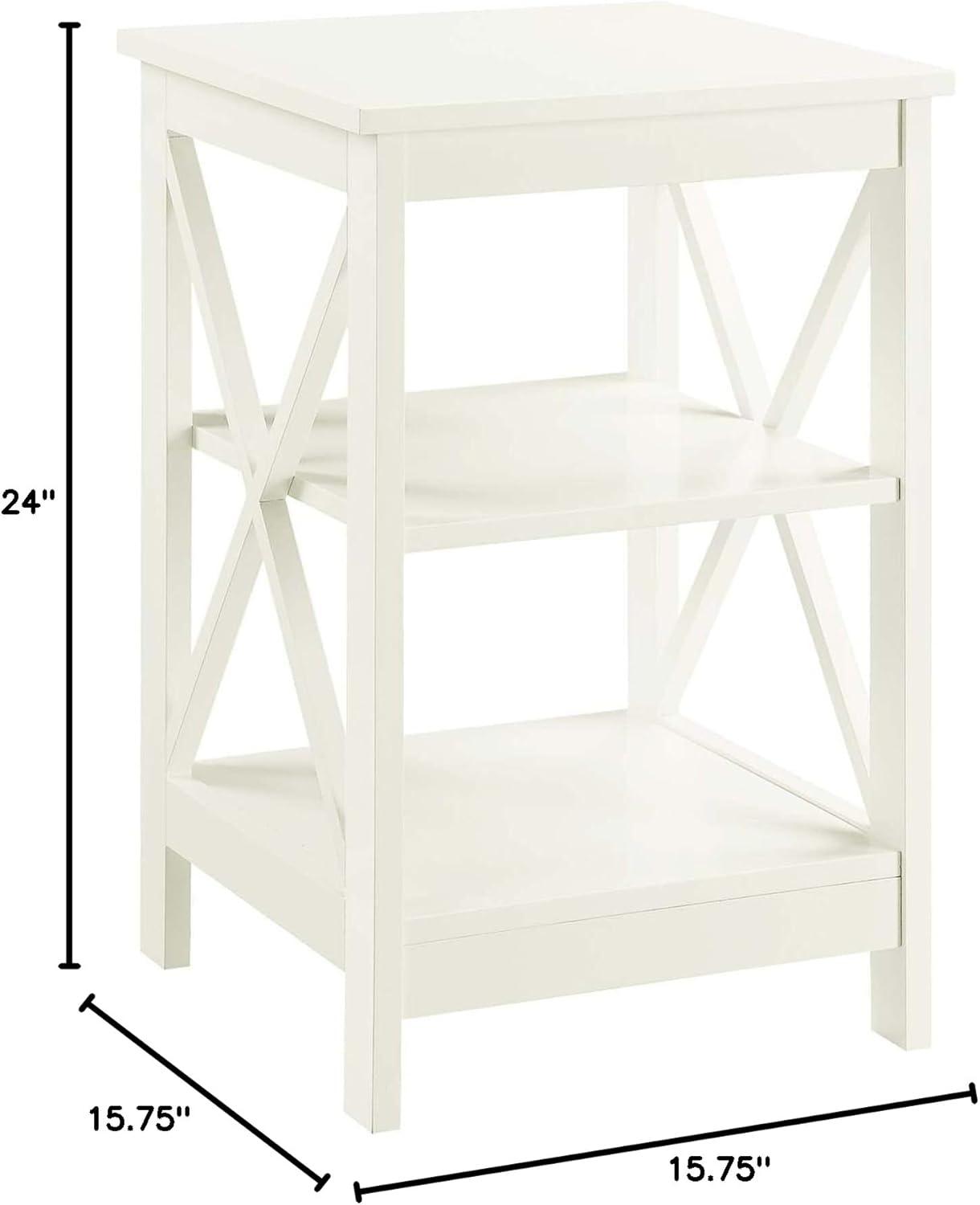Convenience Concepts Oxford End Table with Shelves, Ivory