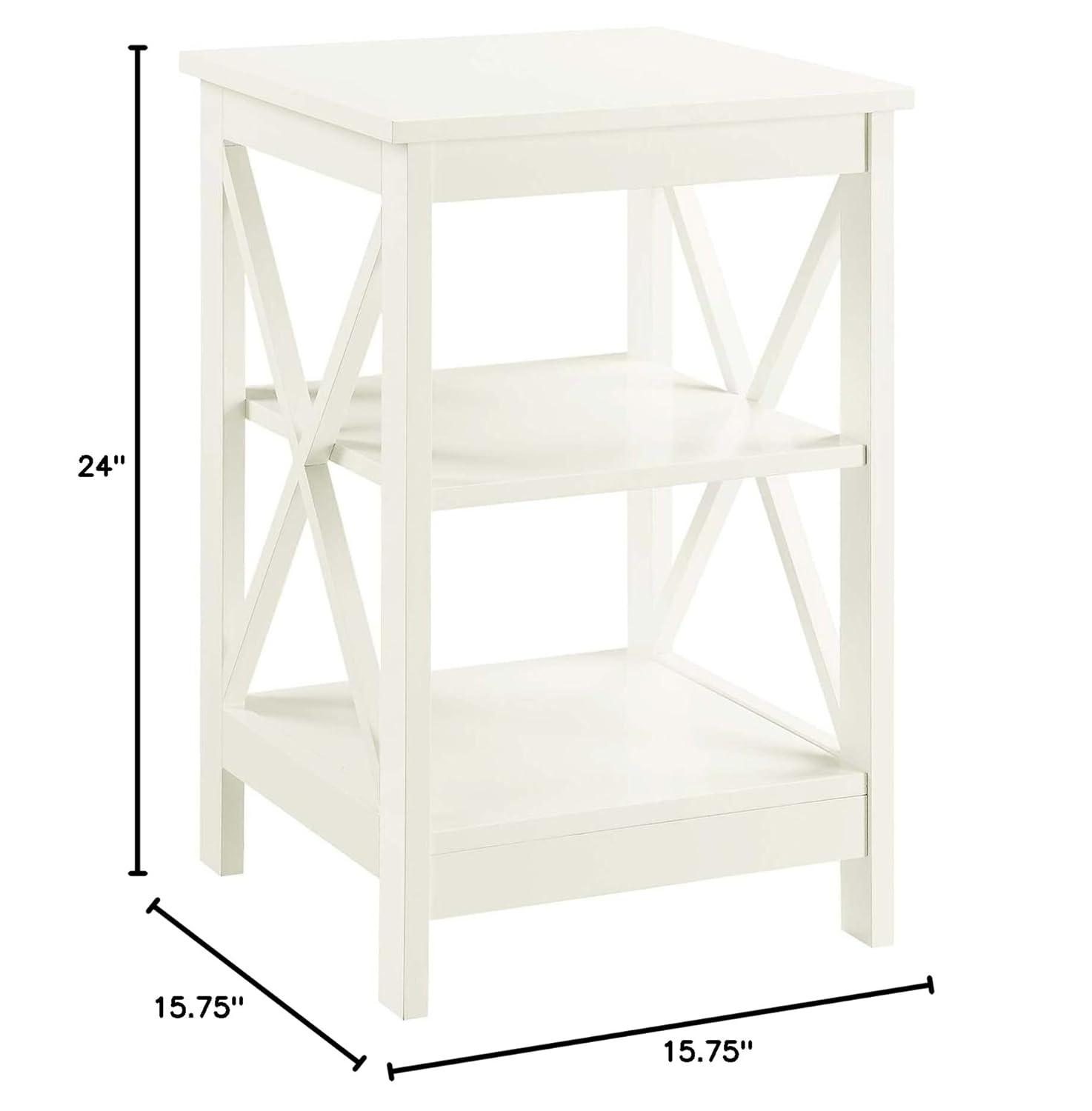 Convenience Concepts Oxford End Table with Shelves, Ivory