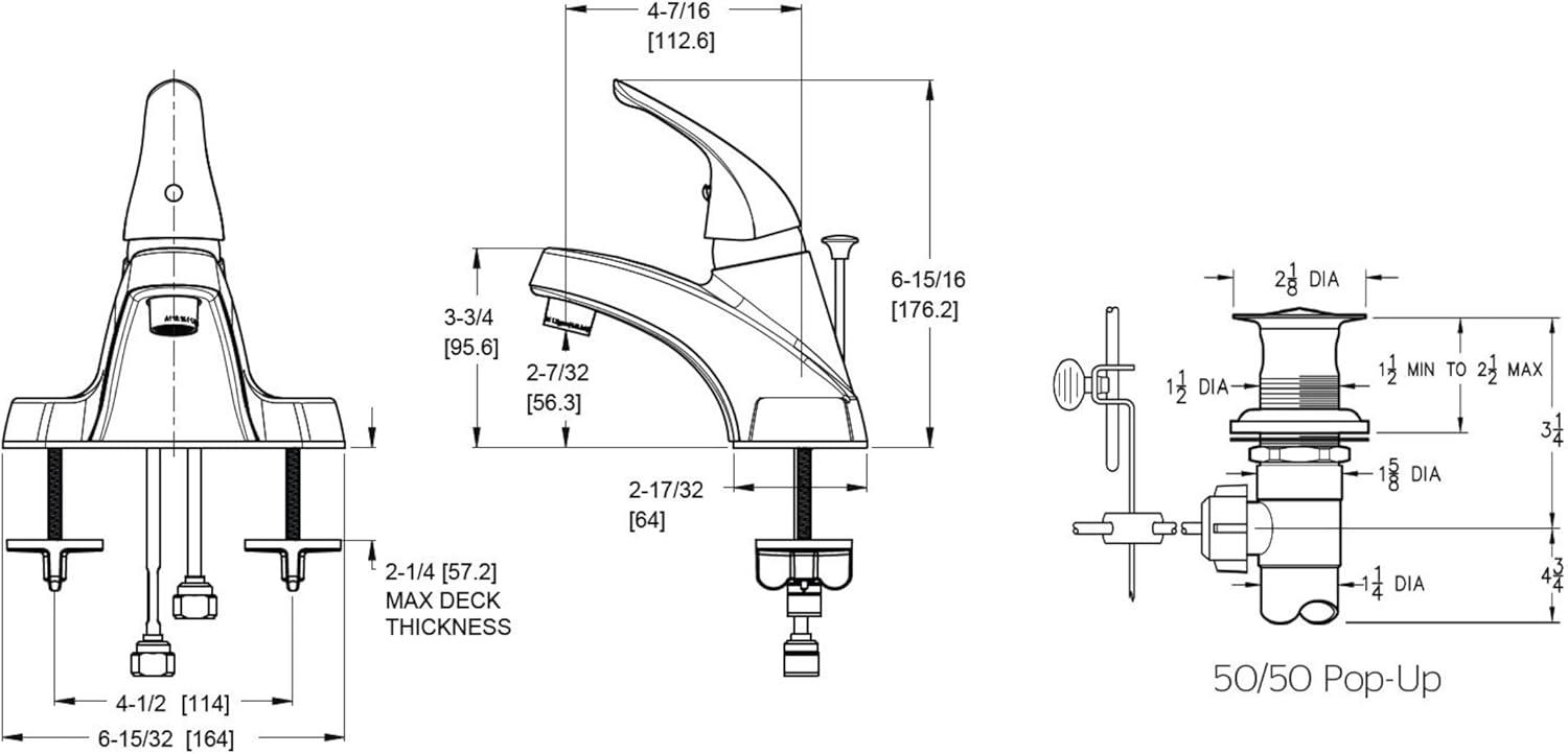 Polished Chrome Low Arc Centerset Bathroom Faucet with Lever Handle