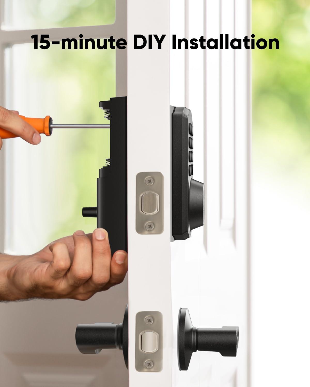 eufy Security Smart Lock C30, Keyless Entry, Built-in WiFi Deadbolt for Front Door, No Bridge Required, Easy Installation, App Remote Control, Auto Lock, Traditional, Black