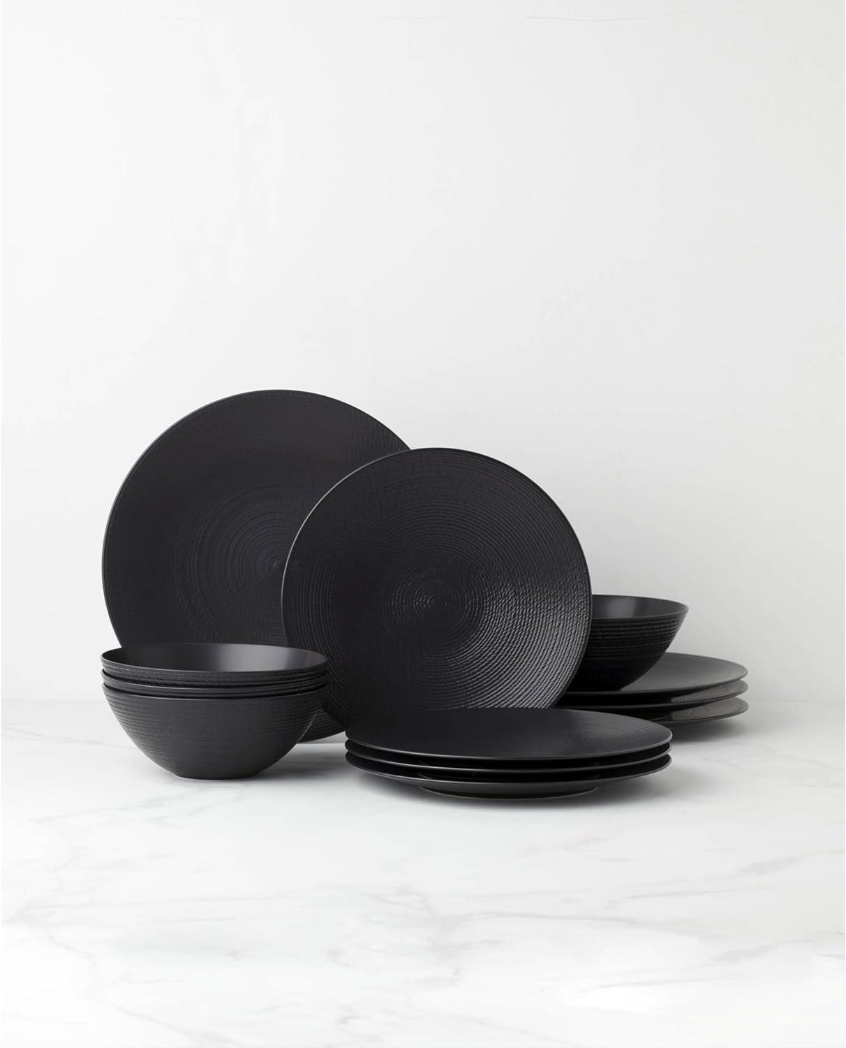 Lx Collective Black LX Collective Porcelain Dinnerware Set - Service for 4