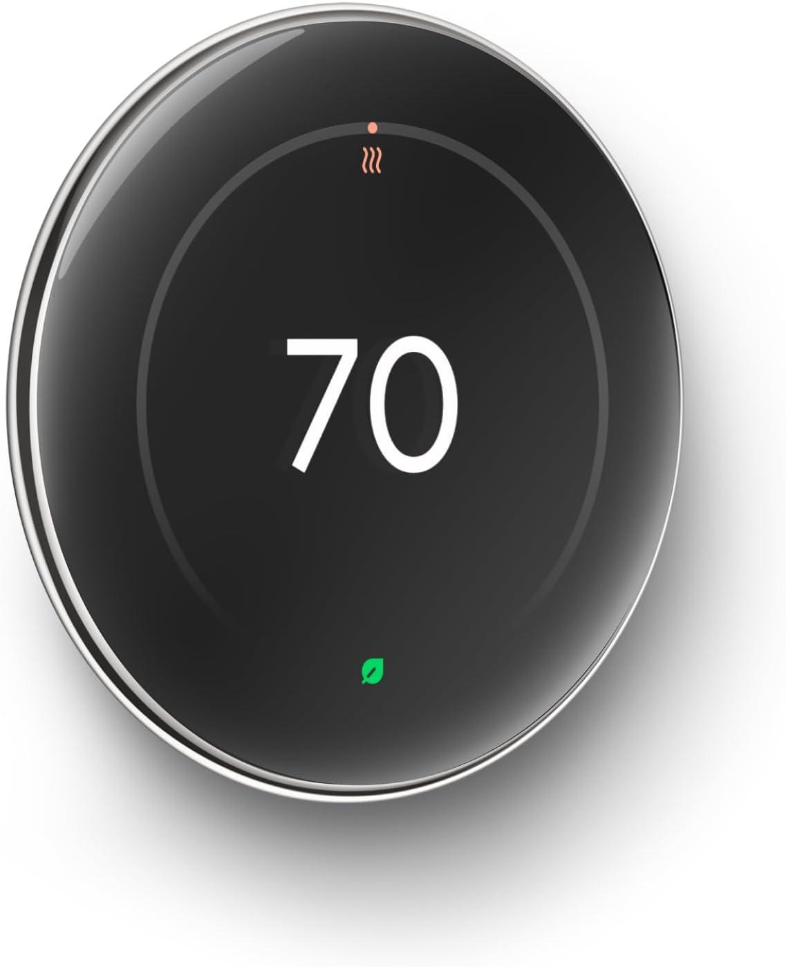 Google Nest Learning Thermostat (4th Gen) with Nest Temperature Sensor (2nd Gen) - Silver: Wi-Fi, Energy Star Certified