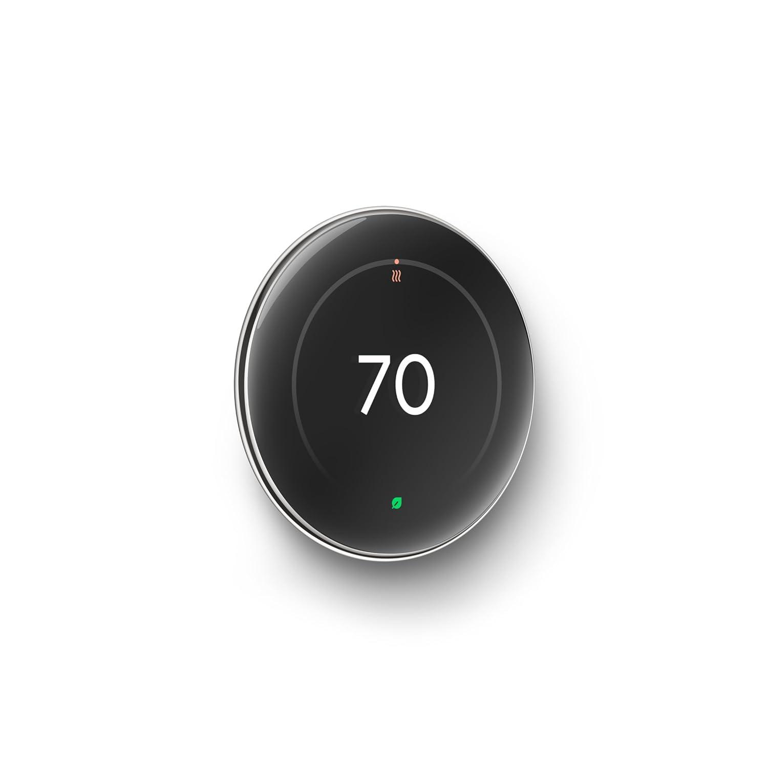 Google Nest Learning Thermostat (4th Gen) with Nest Temperature Sensor (2nd Gen) - Silver: Wi-Fi, Energy Star Certified