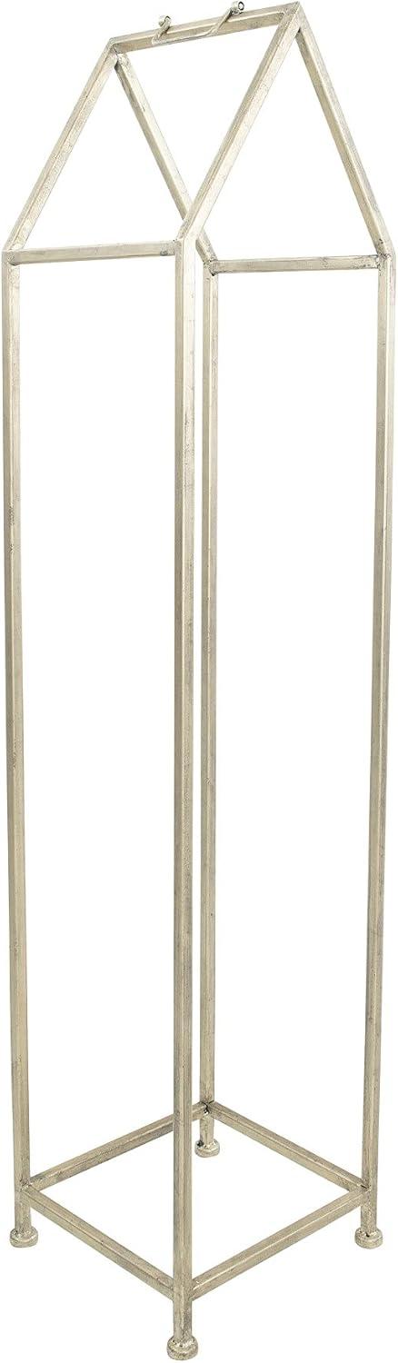 Storied Home Metal House Shaped Fire Wood Holder with Handle, Nickel
