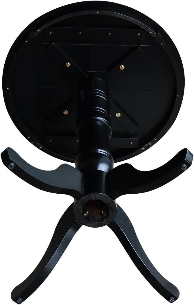 International Concepts 30" Round Top Pedestal Dining Table Antiqued Almond/Espresso: Mid-Century Style, Seats 4