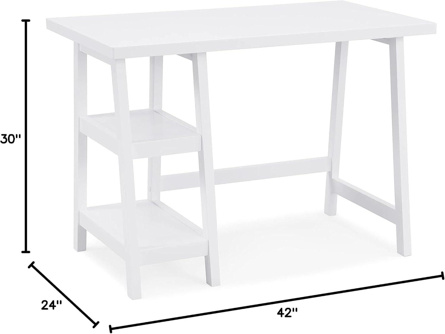 Roundhill Furniture Redina Contemporary Wood Writing Desk with Storage, White