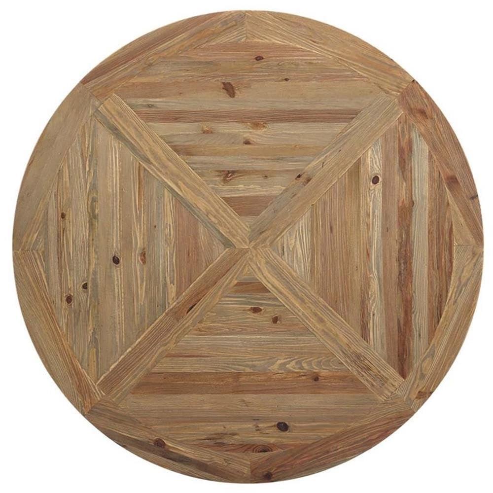 Modway Stitch 59" Round Pine Wood Dining Table in Brown