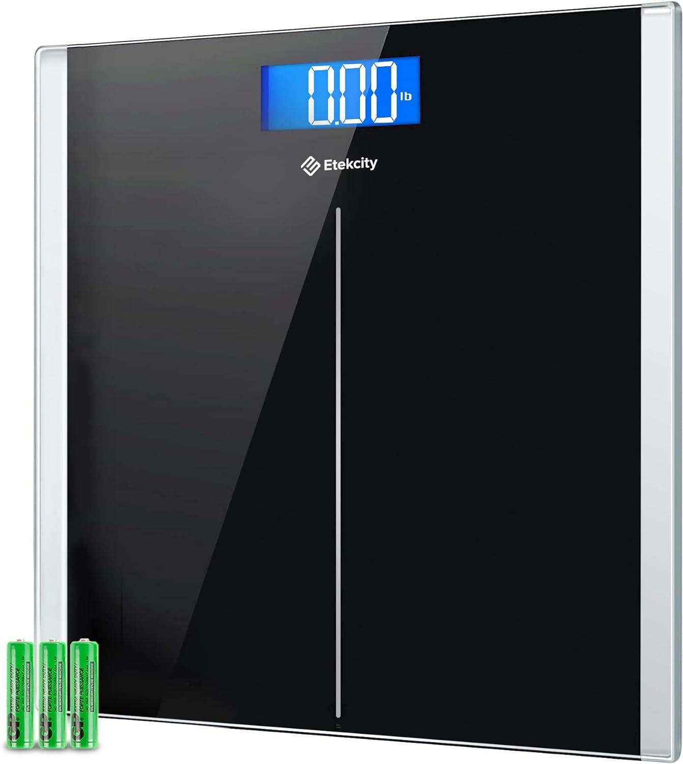 Etekcity Digital Scale For Body Weight, 400 lbs, Body Tape Measure Included, Black, EB9380H