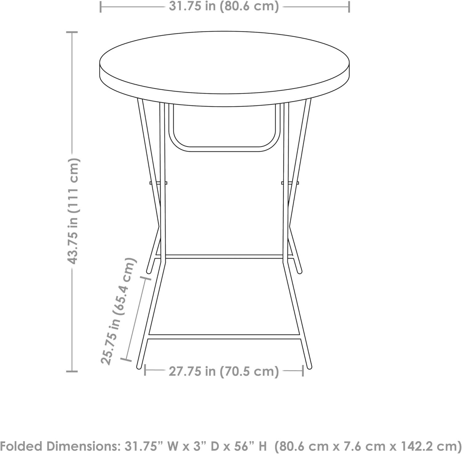 Sunnydaze Outdoor Folding Round Patio Bar-Height Table with Iron Legs and Plastic Top - 31.75" - Gray