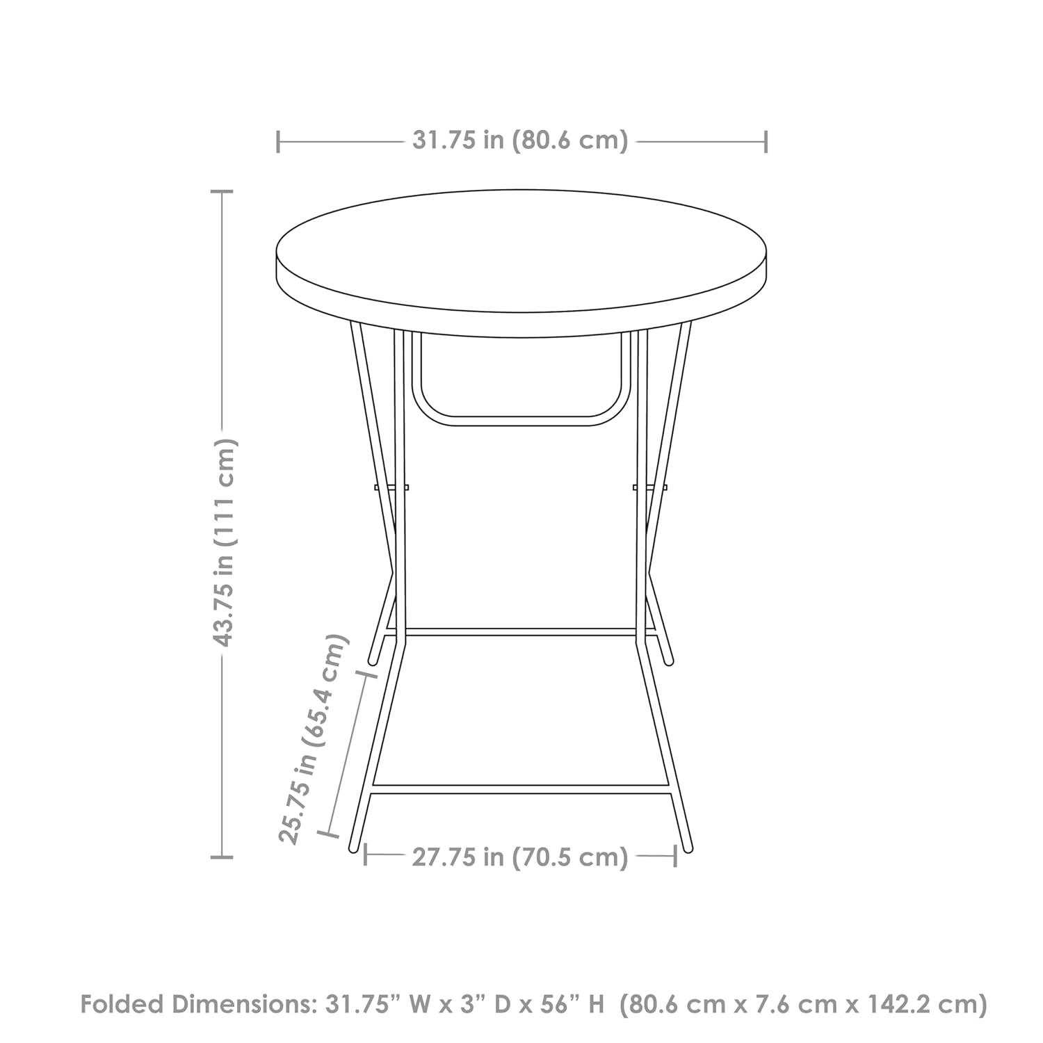 Sunnydaze Outdoor Folding Round Patio Bar-Height Table with Iron Legs and Plastic Top - 31.75" - Gray