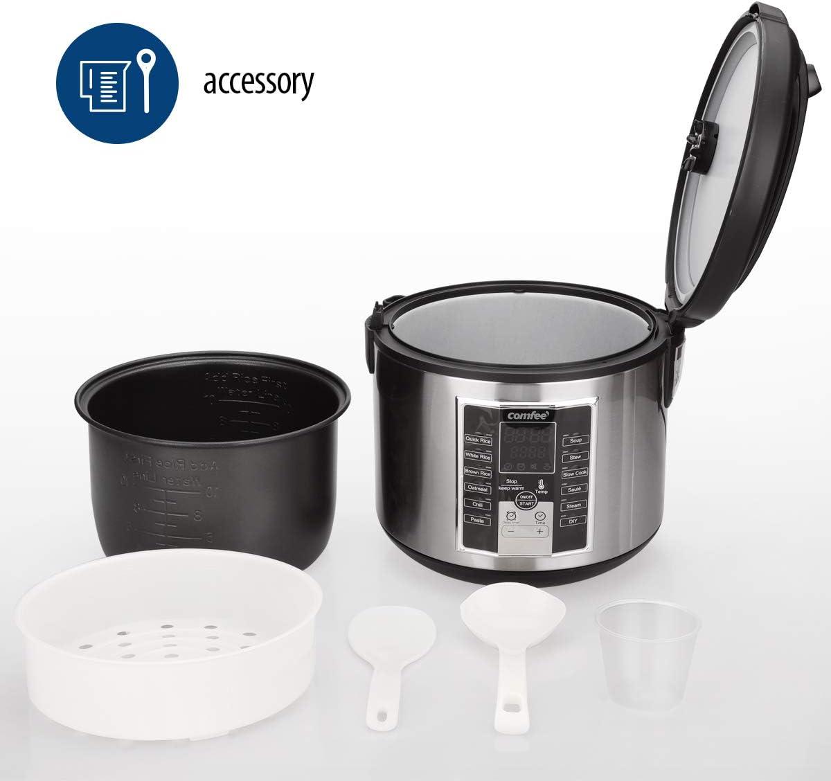 COMFEE' Rice Cooker, Slow Cooker, Steamer, Stewpot, Sauté All in One (12 Digital Cooking Programs) Multi Cooker