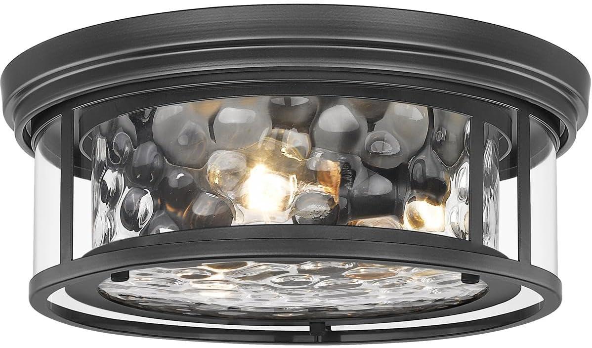 Matte Black and Clear Glass 3-Light Flush Mount Fixture