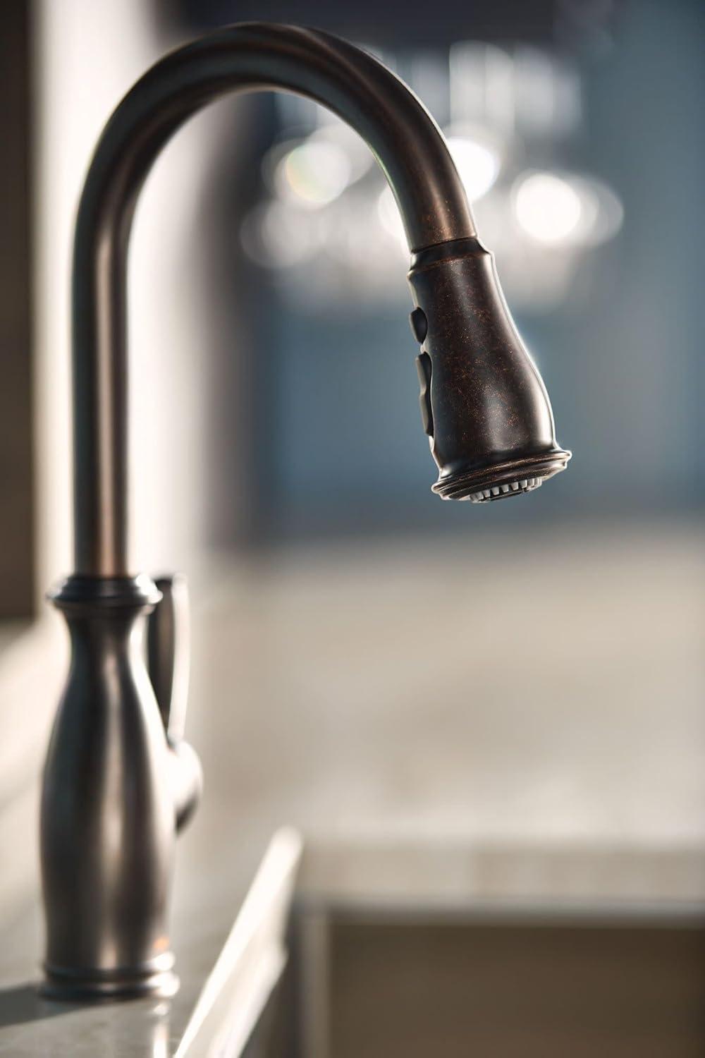 Moen MOEN Brantford Single-Handle Pull-Down Sprayer Kitchen Faucet with Reflex and Power Boost in Oil Rubbed Bronze 7185ORB