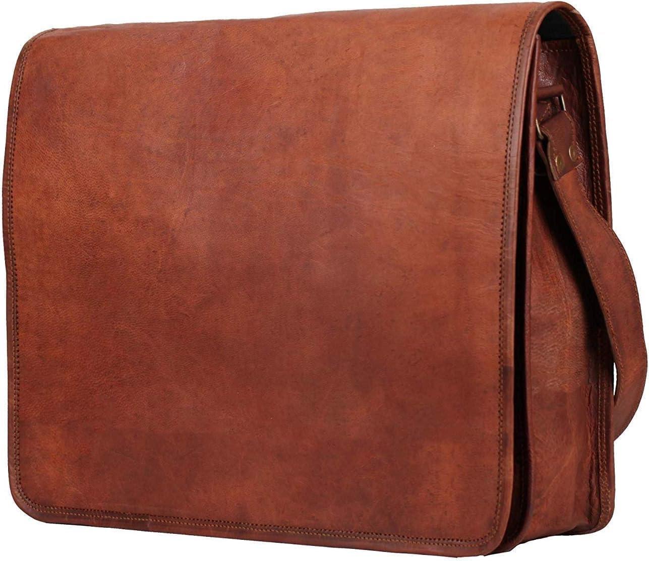 Messenger Bag Genuine Leather (Unisex, Adults, Brown, Medium) by Vintage Gallery!!