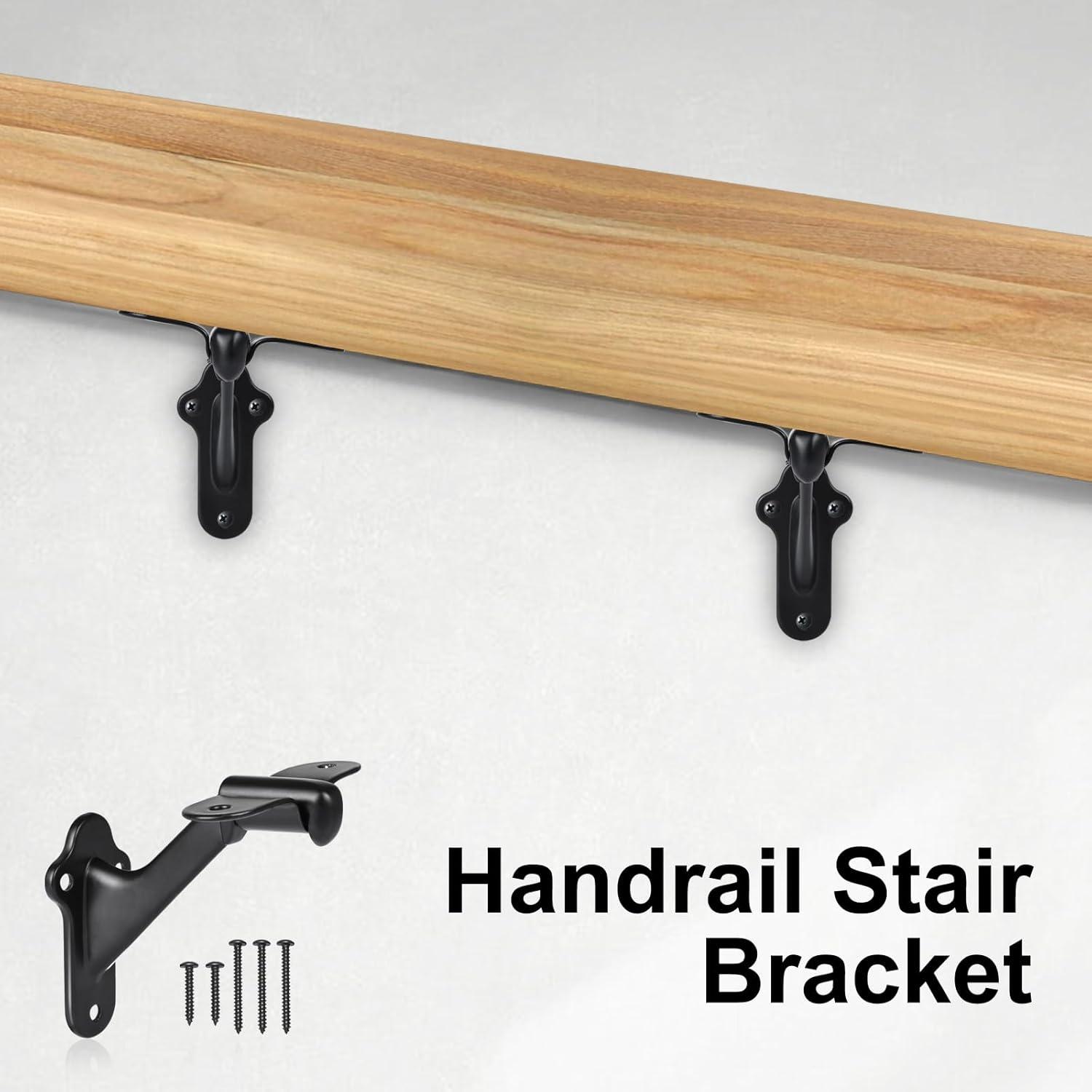 Design House 2.91" H x 2.2" W x 1.26" D Standard Handrail Bracket Heavy Duty Hardware for Stairways in Home or Office, Matte Black (Set of 5)