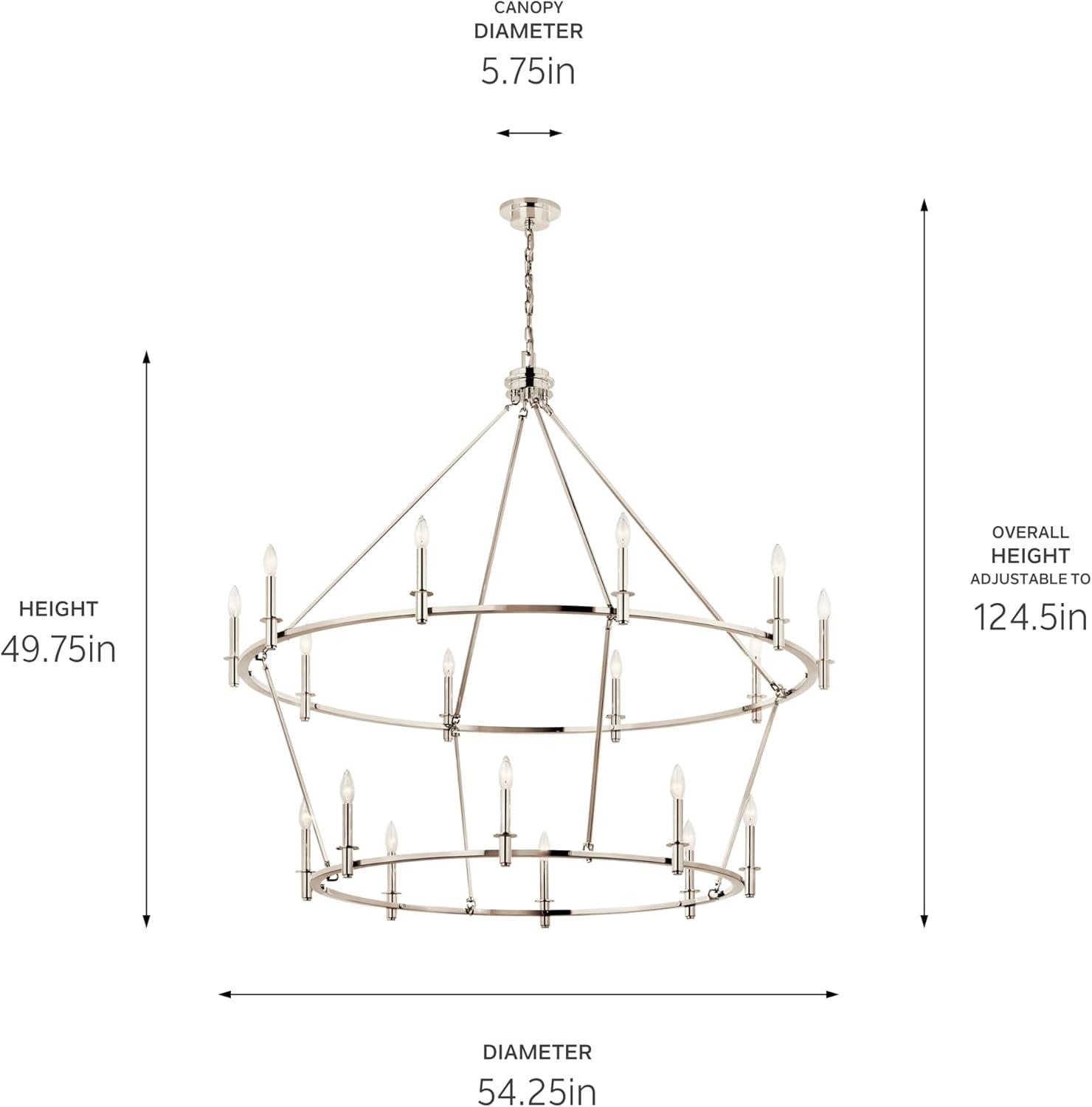 Polished Nickel 18-Light 2-Tier Candle Chandelier