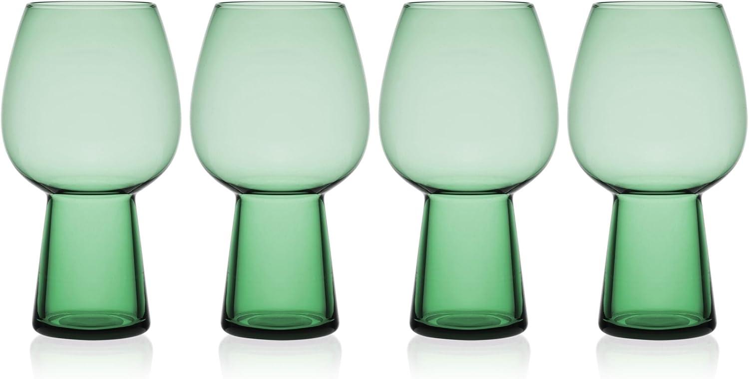 Sage Green Modern Glass Goblets, Set of 4