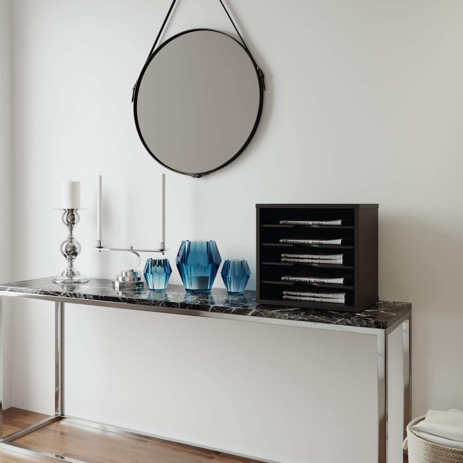 Ballucci 5-Tier Paper Organizer, File Holder, Mail Sorter, Wood Stackable Letter Tray, Gray