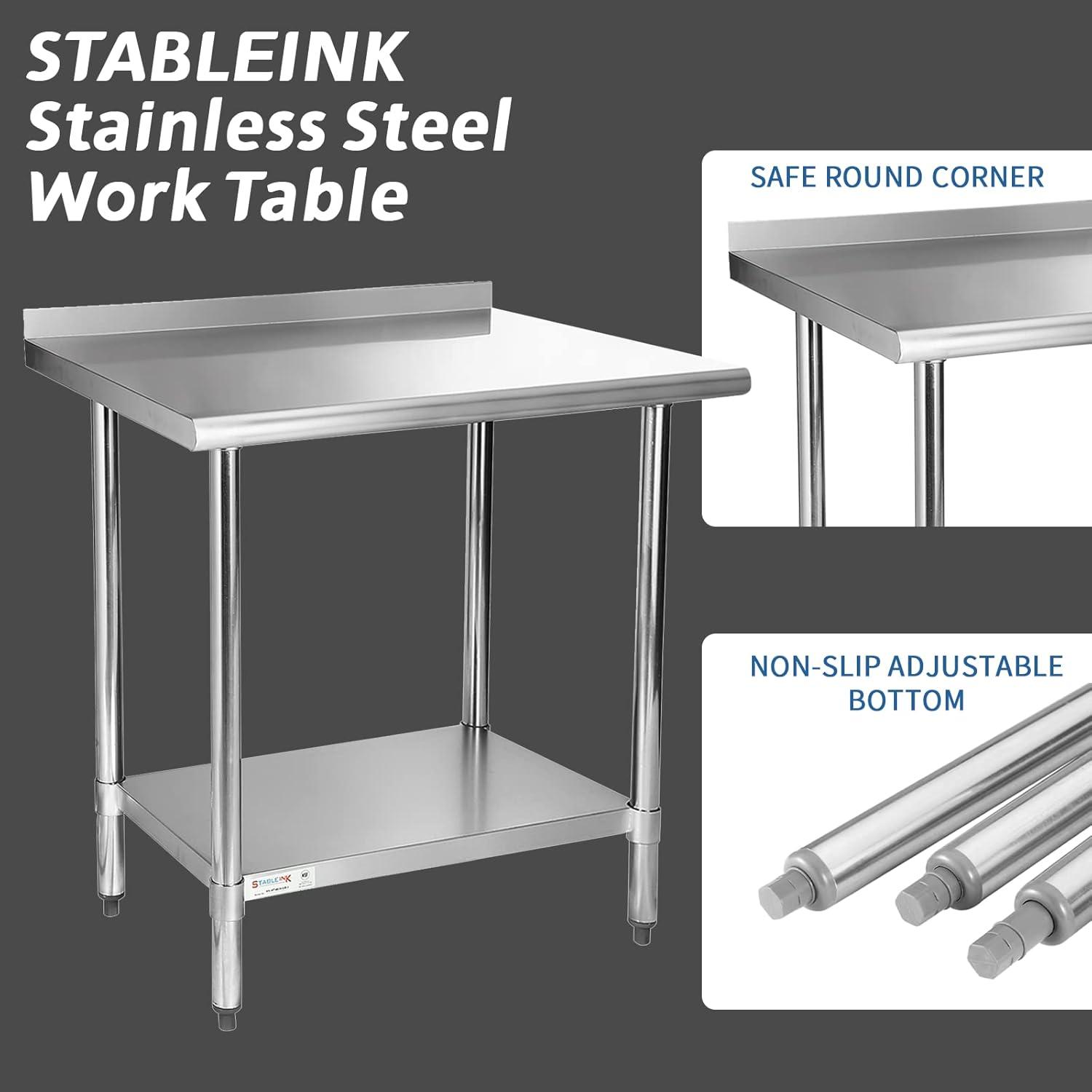 Hally 24x48 Stainless Steel Work Table with Undershelf and Backsplash