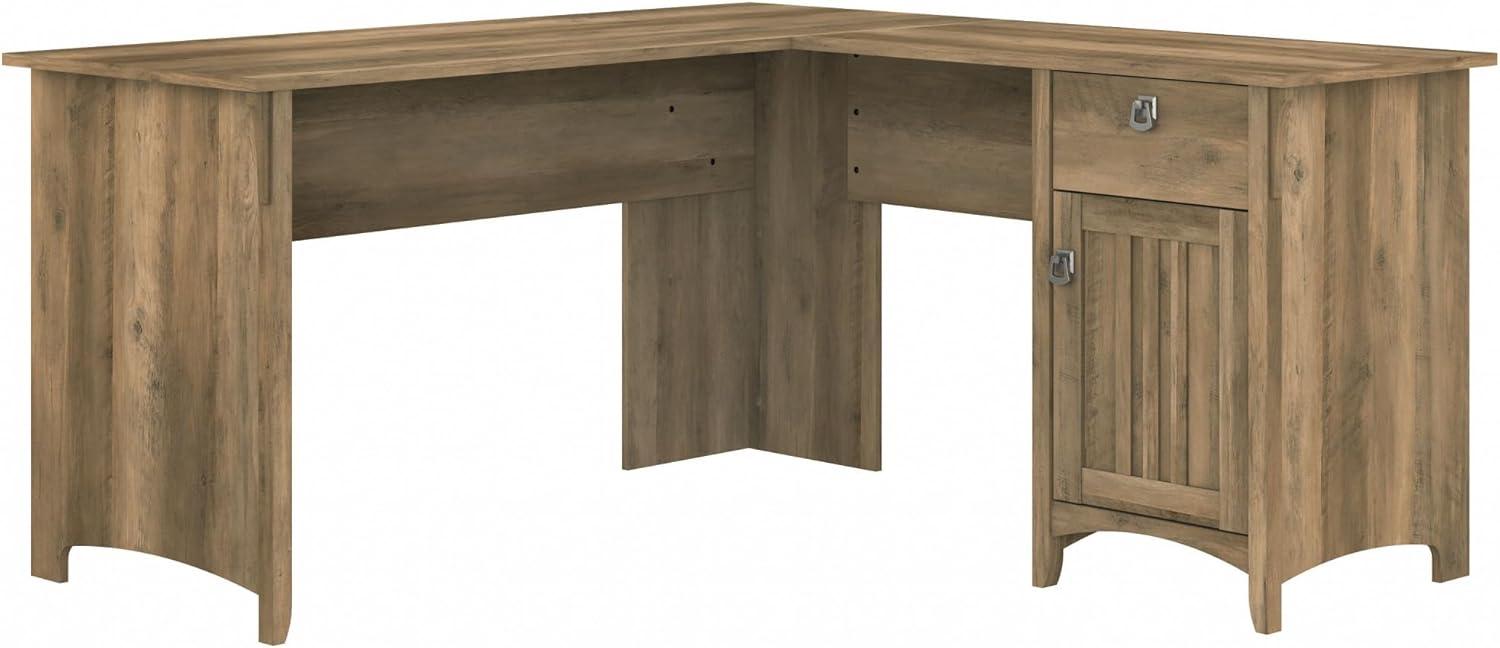 Bush Furniture Salinas 60" L Shaped Desk with Storage, Reclaimed Pine