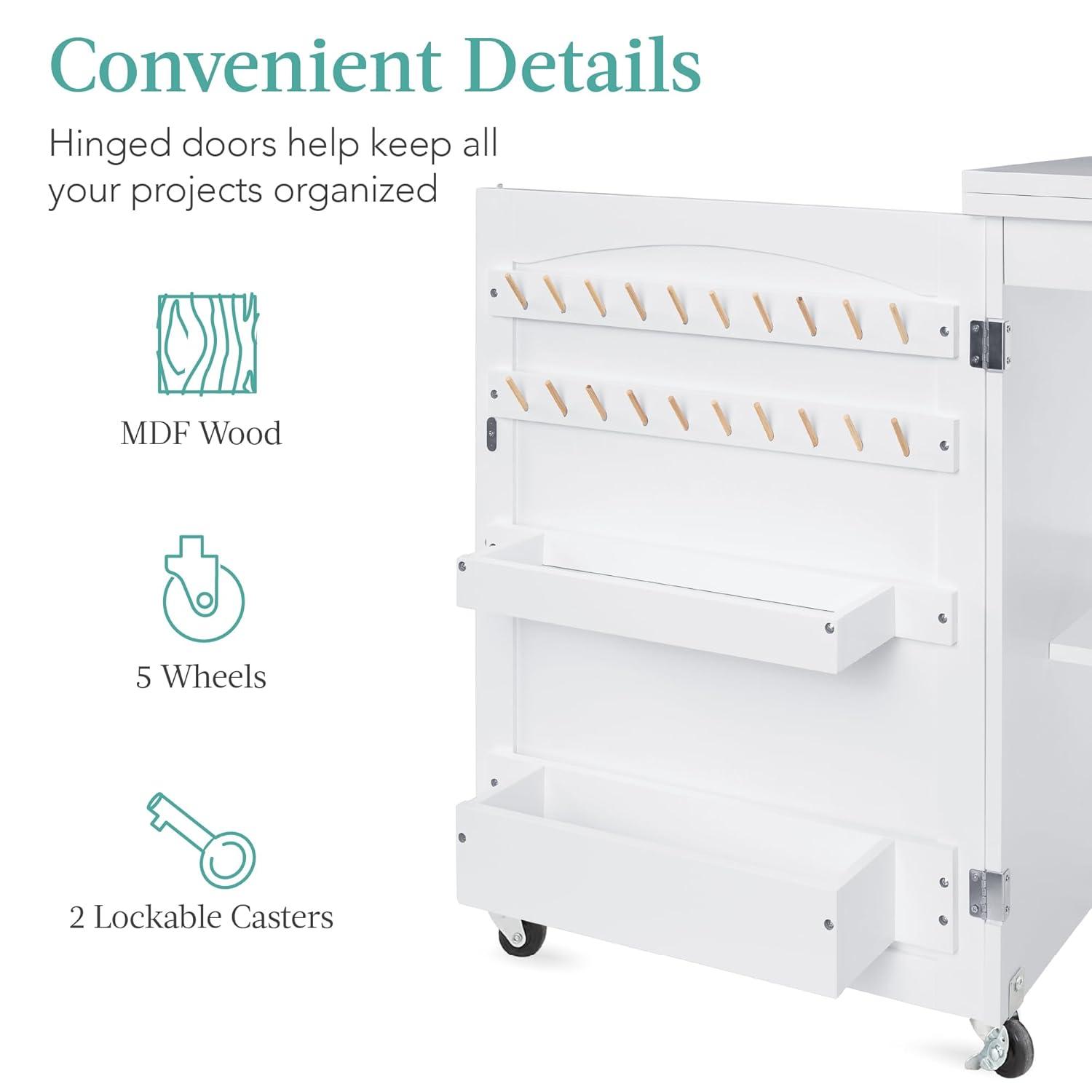 Best Choice Products 46'' x 16'' Sewing Table with Sewing Machine Platform and Wheels