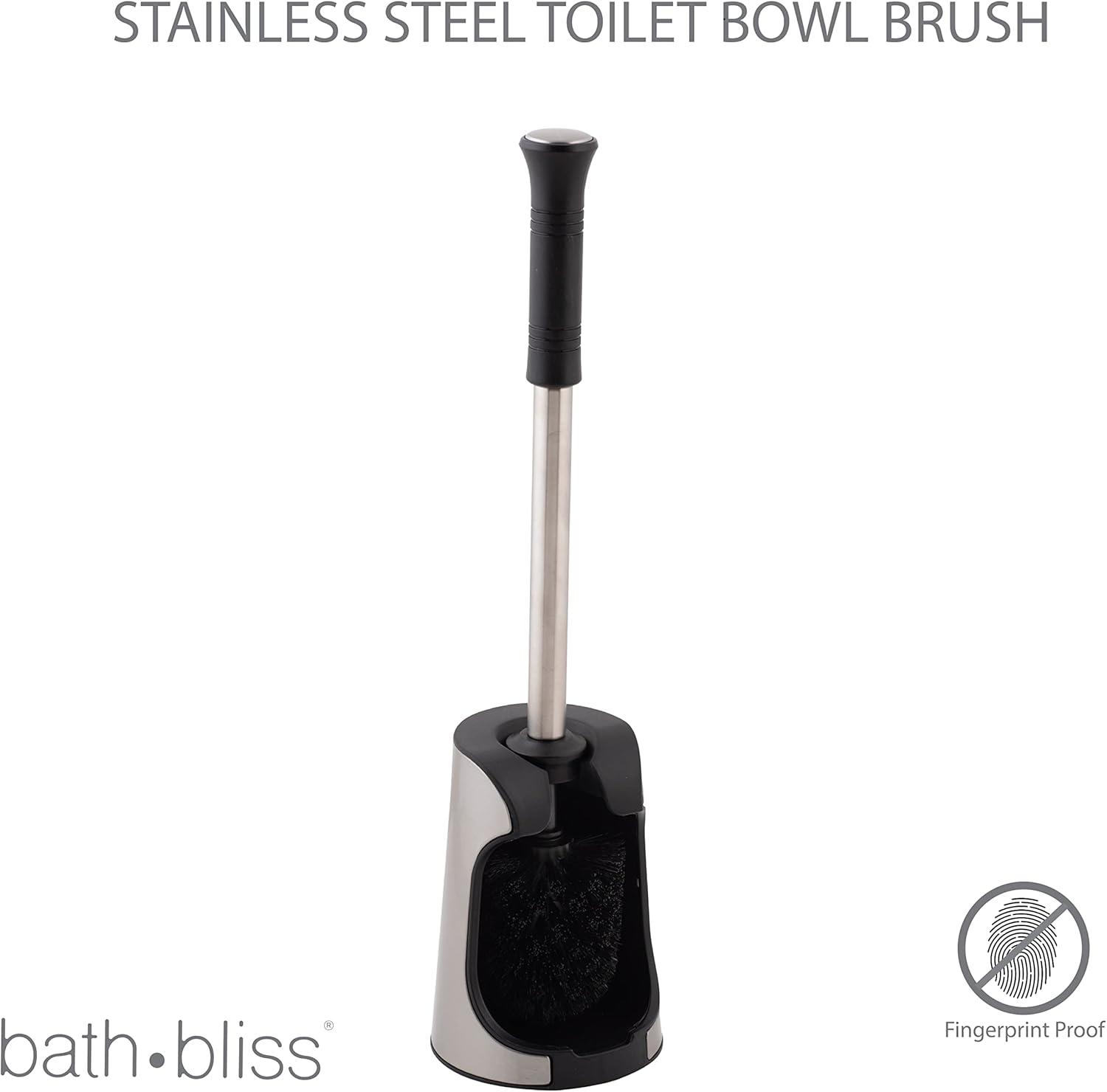 Stainless Steel Toilet Bowl Brush Finger Print Proof Gray - Bath Bliss: Durable Polypropylene Cleaning Accessory